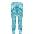 Teal And White Mandala Print Men's Leggings