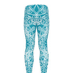 Teal And White Mandala Print Men's leggings