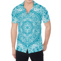 Teal And White Mandala Print Men's Shirt