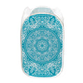 Teal And White Mandala Print Mesh Laundry Hamper