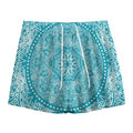 Teal And White Mandala Print Mesh Shorts