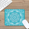 Teal And White Mandala Print Mouse Pad