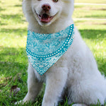 Teal And White Mandala Print Over The Collar Dog Bandana
