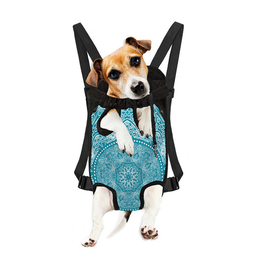 Teal And White Mandala Print Pet Carrier Backpack