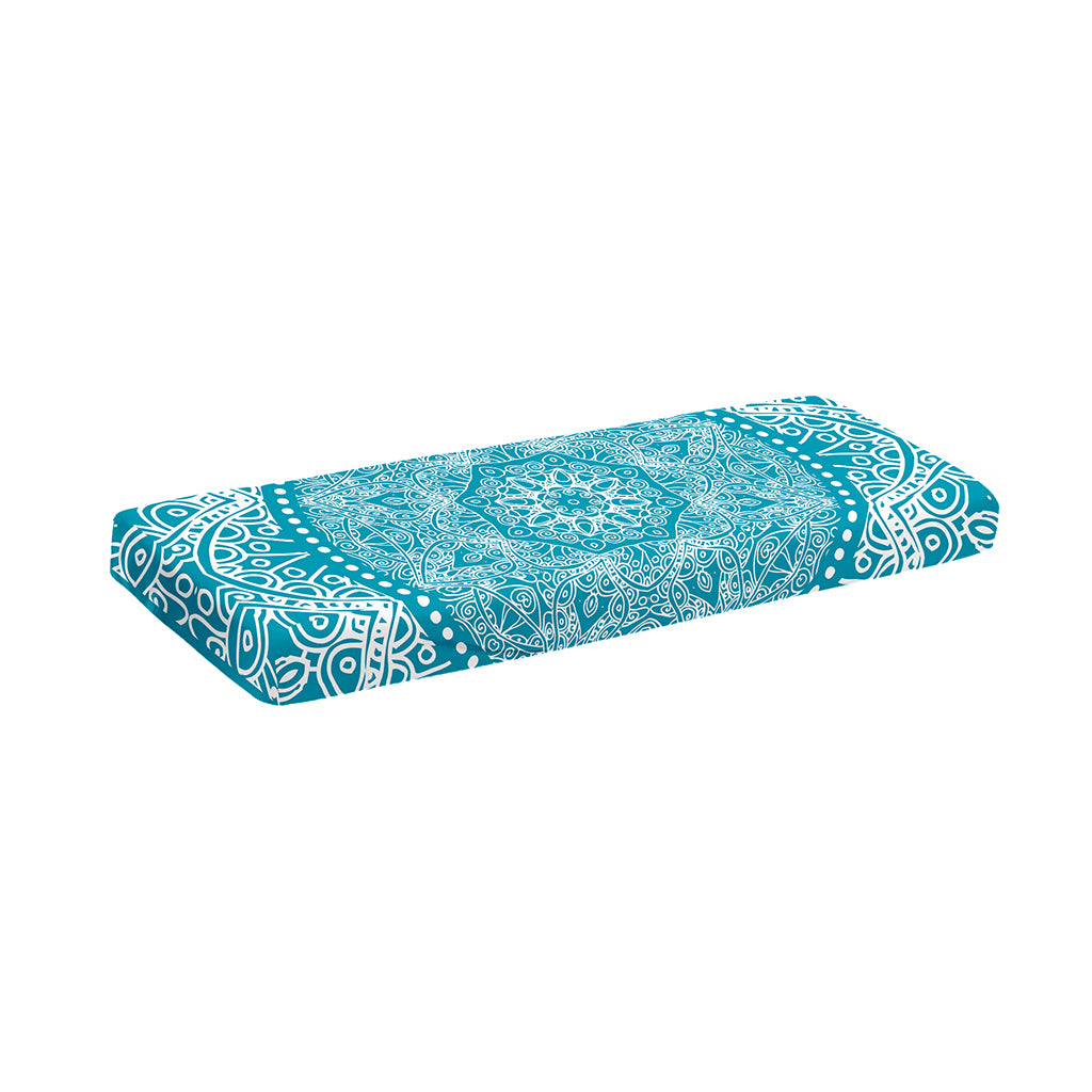 Teal And White Mandala Print Piano Keyboard Cover