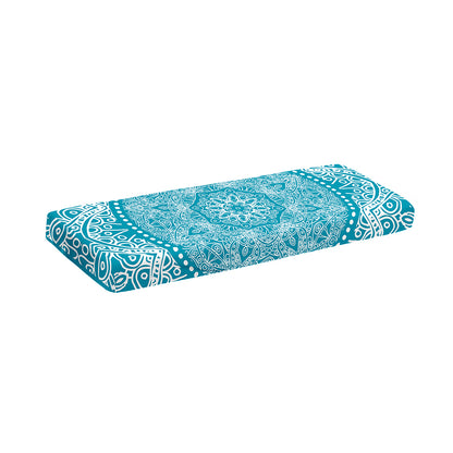 Teal And White Mandala Print Piano Keyboard Cover