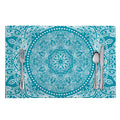 Teal And White Mandala Print Placemat