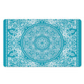 Teal And White Mandala Print Polyester Doormat