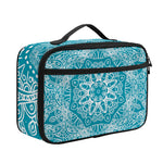 Teal And White Mandala Print Portable Lunch Bag