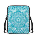 Teal And White Mandala Print Rectangular Crossbody Bag