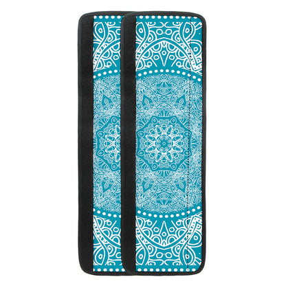 Teal And White Mandala Print Refrigerator Handle Covers