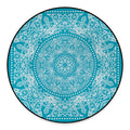 Teal And White Mandala Print Round Floor Mat