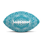 Teal And White Mandala Print Rugby Ball