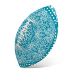 Teal And White Mandala Print Rugby Ball