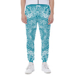 Teal And White Mandala Print Scuba Joggers