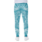 Teal And White Mandala Print Scuba Joggers