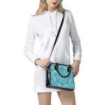 Teal And White Mandala Print Shoulder Handbag