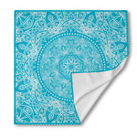 Teal And White Mandala Print Silk Bandana