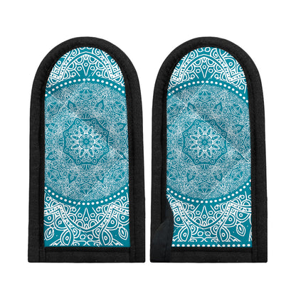 Teal And White Mandala Print Skillet Handle Cover