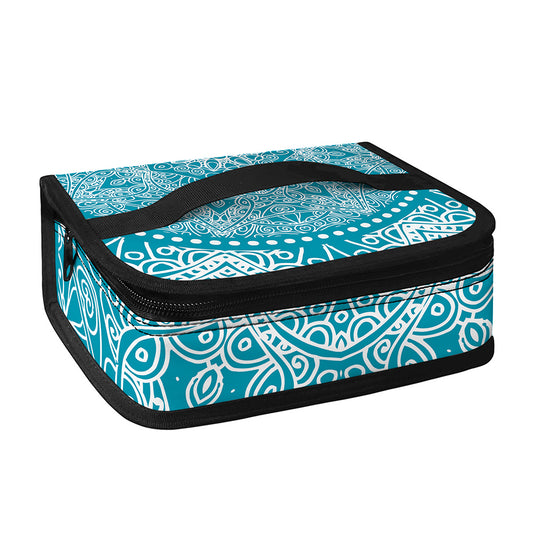 Teal And White Mandala Print Small Lunch Bag