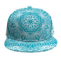 Teal And White Mandala Print Snapback Cap