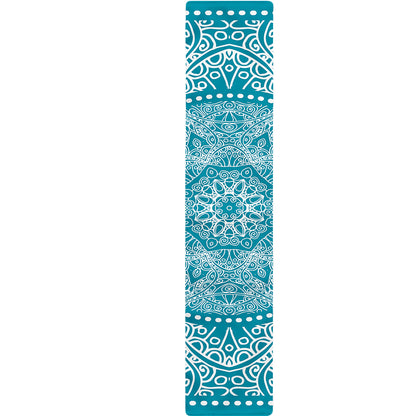 Teal And White Mandala Print Table Runner