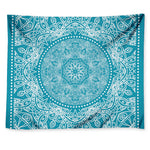 Teal And White Mandala Print Tapestry
