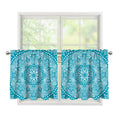 Teal And White Mandala Print Tier Curtains
