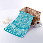 Teal And White Mandala Print Towel