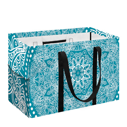 Teal And White Mandala Print Utility Tote Bag