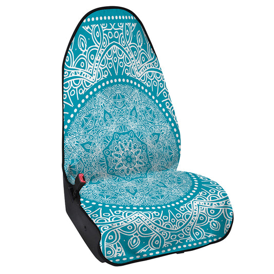 Teal And White Mandala Print Waterproof Car Seat Cover