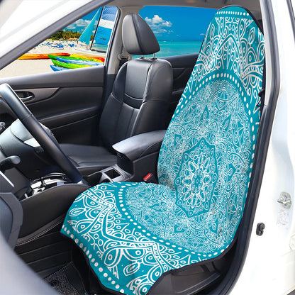 Teal And White Mandala Print Waterproof Car Seat Cover