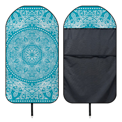 Teal And White Mandala Print Waterproof Car Seat Cover