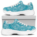 Teal And White Mandala Print White Chunky Shoes