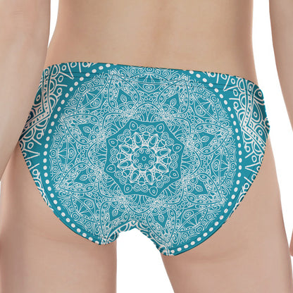 Teal And White Mandala Print Women's Panties