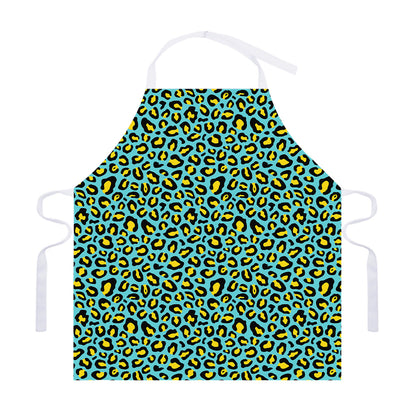 Teal And Yellow Leopard Pattern Print Adjustable Apron
