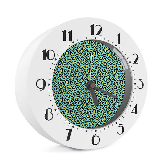 Teal And Yellow Leopard Pattern Print Alarm Clock