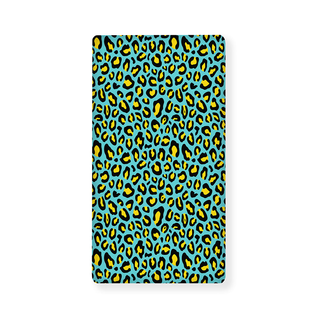 Teal And Yellow Leopard Pattern Print Baby Crib Sheet