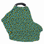 Teal And Yellow Leopard Pattern Print Baby Seat Cover