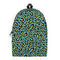 Teal And Yellow Leopard Pattern Print School Backpack