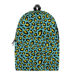 Teal And Yellow Leopard Pattern Print Backpack