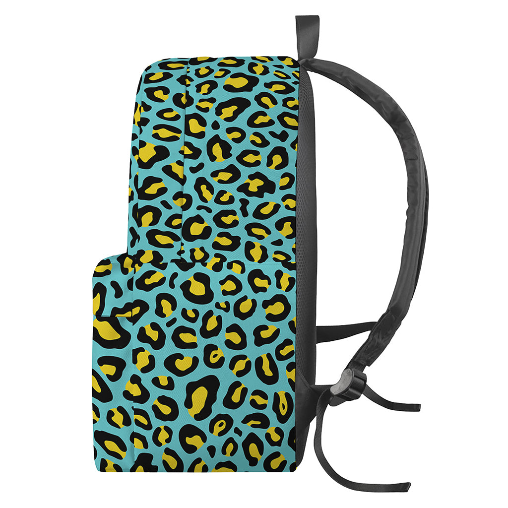 Teal And Yellow Leopard Pattern Print Backpack