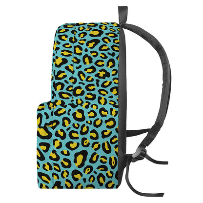 Teal And Yellow Leopard Pattern Print Backpack