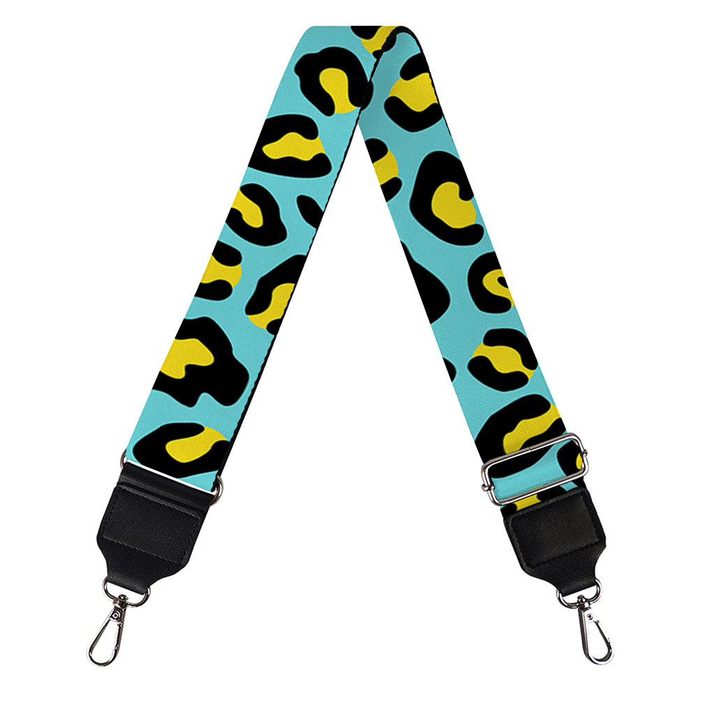 Teal And Yellow Leopard Pattern Print Bag Strap