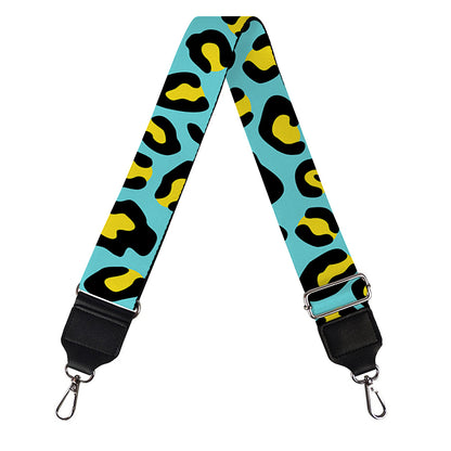 Teal And Yellow Leopard Pattern Print Bag Strap
