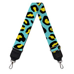 Teal And Yellow Leopard Pattern Print Bag Strap