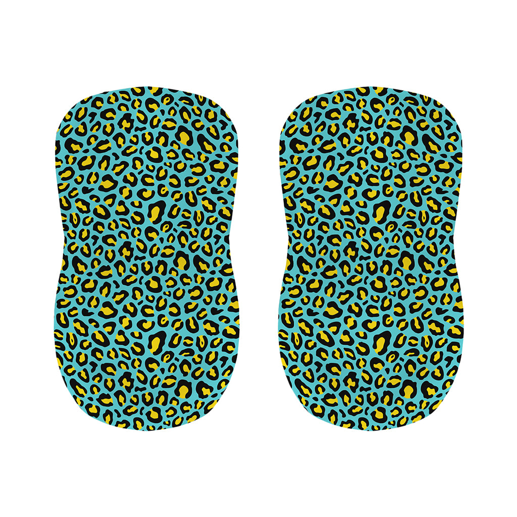 Teal And Yellow Leopard Pattern Print Bar Stool Covers