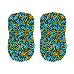 Teal And Yellow Leopard Pattern Print Bar Stool Covers
