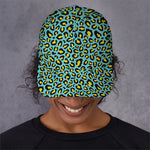Teal And Yellow Leopard Pattern Print Baseball Cap