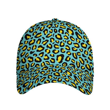 Teal And Yellow Leopard Pattern Print Baseball Cap